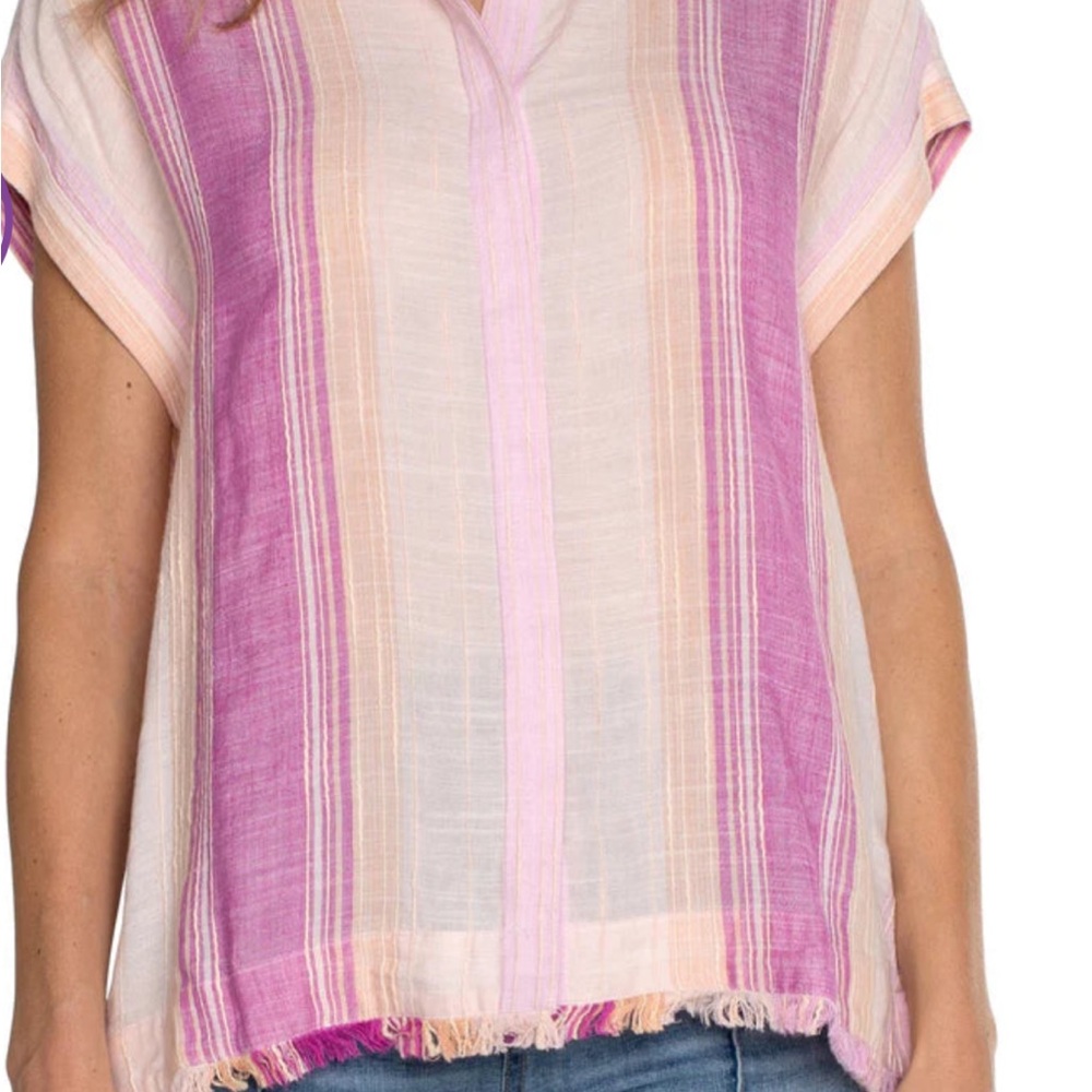Liverpool Pink and Cream Striped Button-Up Shirt
